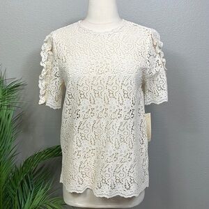 NWT Everleigh Cut Out Lace Short Sleeve Blouse